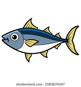 Bonito fish isolated flat vector illustration on white background