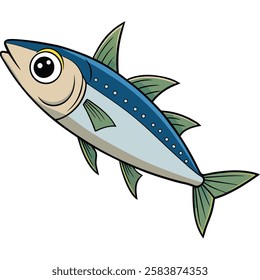 Bonito fish isolated flat vector illustration on white background