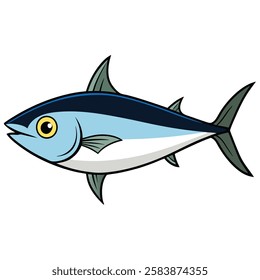 Bonito fish isolated flat vector illustration on white background