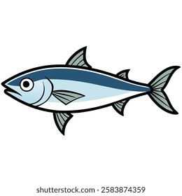 Bonito fish isolated flat vector illustration on white background