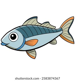 Bonito fish isolated flat vector illustration on white background