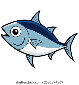 Bonito fish isolated flat vector illustration on white background