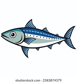 Bonito fish isolated flat vector illustration on white background