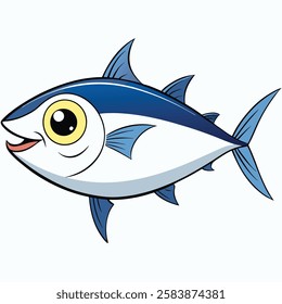 Bonito fish isolated flat vector illustration on white background