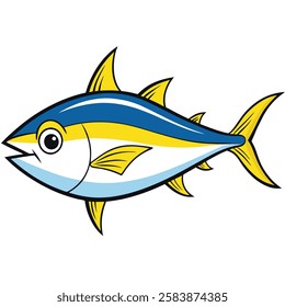 Bonito fish isolated flat vector illustration on white background