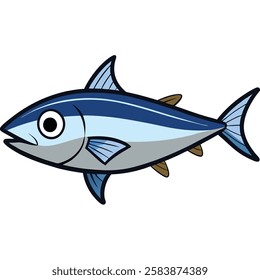 Bonito fish isolated flat vector illustration on white background