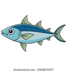 Bonito fish isolated flat vector illustration on white background