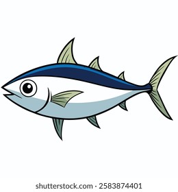 Bonito fish isolated flat vector illustration on white background