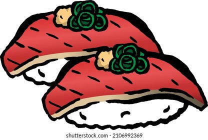 Bonito Sushi isolated vector illustration.