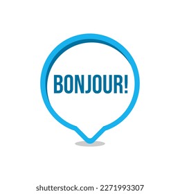Bonjour French word speech bubble icon label design vector