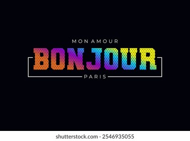 Bonjour graphic for girl t-shirts. modern style.