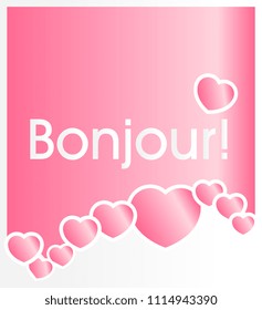 bonjour has mean hello, vector with background cream love theme for greeting card or poster