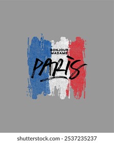 Bonjour Madame Paris, Typography graphic print vector illustration.