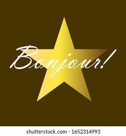 bonjour means hello, beautiful star greeting card background or template banner. vector design illustration
