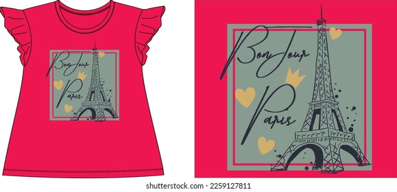 bonjour Paris Eiffel tower Graphic Design vector