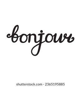 Bonjour Paris Phrase Vector Lettering Calligraphy Brush
