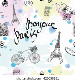 Bonjour Paris Seamless pattern