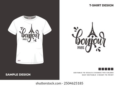 bonjour paris t shirt design means good morning
