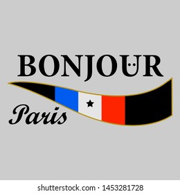 Bonjour Paris typography,design artistic  concept for trendy apparel print,illustration,art,letter style - vector