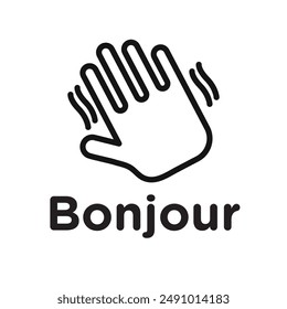 Texto Bonjour con el logotipo del Vector de arte de la línea negra