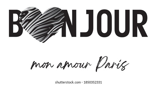 BONJOUR text print ,illustrtion vector print t-shirts design