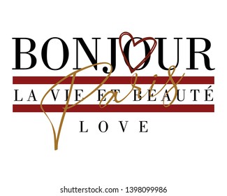 BONJOUR,illustrtion vector print t-shirts  design 