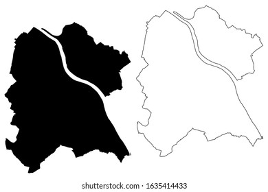 Bonn City (Federal Republic of Germany, North Rhine-Westphalia) map vector illustration, scribble sketch City of Bonn map