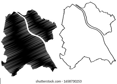 Bonn City (Federal Republic of Germany, North Rhine-Westphalia) map vector illustration, scribble sketch City of Bonn map