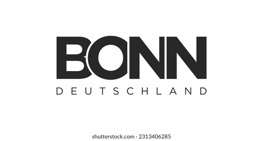 Bonn Deutschland, modern and creative vector illustration design featuring the city of Germany as a graphic symbol and text element, set against a white background