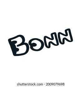 Bonn Germany city doodle logo icon sign Hand drawn ink sketch Cartoon symbol emblem sticker Game art design Street children's style Fashion print clothes apparel greeting invitation card cover flyer 