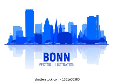Bonn ( Germany ) city skyline silhouette vector at white background. Flat vector illustration. Business travel and tourism concept with modern buildings. Image for banner or web site.