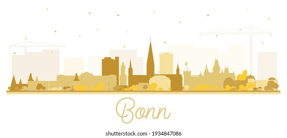 Bonn Germany City Skyline Silhouette with Golden Buildings Isolated on White. Vector Illustration. Business Travel and Concept with Historic Architecture. Bonn Cityscape with Landmarks. 