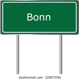 Bonn, Germany, road sign green vector illustration, road table