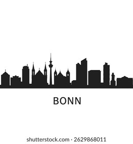 Bonn Germany Skyline com Cityscape e Vetor Silhouette.