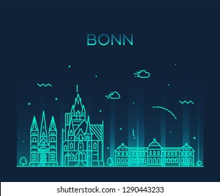 Bonn skyline, North Rhine-Westphalia,  Germany. Trendy vector illustration, linear style