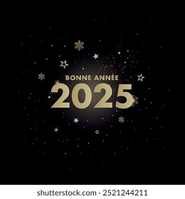 Bonne année 2025, ano novo de celebração, ano novo feliz 2025, estrelas de sinalização