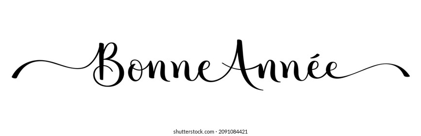 BONNE ANNEE black vector brush calligraphy banner with swashes