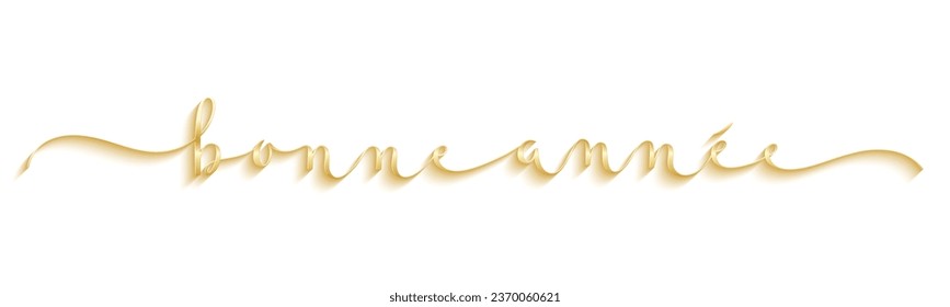 BONNE ANNEE (HAPPY NEW YEAR in French) metallic gold vector brush calligraphy banner with swashes