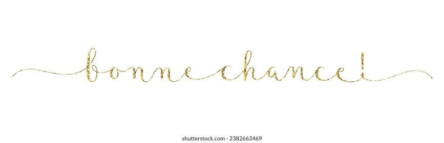 BONNE CHANCE! (GOOD LUCK! in French) gold glitter vector brush calligraphy banner with swashes