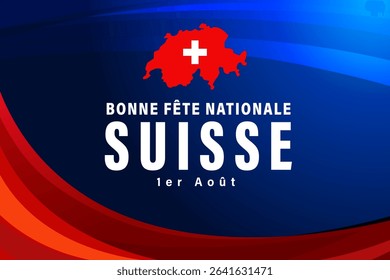 Bonne Fete Nationale Suisse, 1er Aout creative poster design. Translation - Happy Swiss National Day, August 1st. Vector illustration