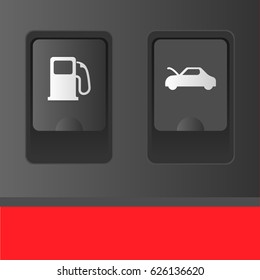 Bonnet and fuel lid door button switch in cars
