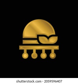 Bonnet gold plated metalic icon or logo vector