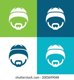 Bonnet Hat con barba Plana cuatro colores mínimo conjunto de iconos
