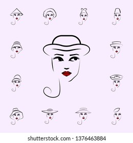 Bonnet hat, girl icon. Hat, girl icons universal set for web and mobile