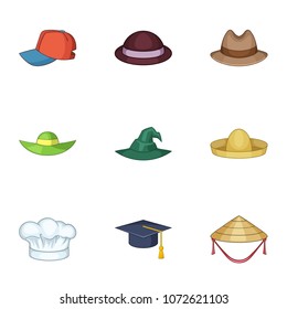 Bonnet icons set. Cartoon set of 9 bonnet vector icons for web isolated on white background