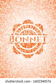 Bonnet orange mosaic emblem. Vector Illustration. Detailed.