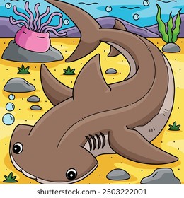 Bonnethead Shark Colored Cartoon Illustration