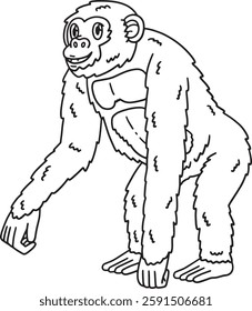 Bonobo Great Ape Animal Isolated Coloring Page 