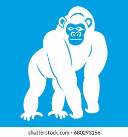 Bonobo icon white isolated on blue background vector illustration
