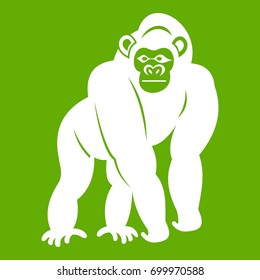 Bonobo icon white isolated on green background. Vector illustration